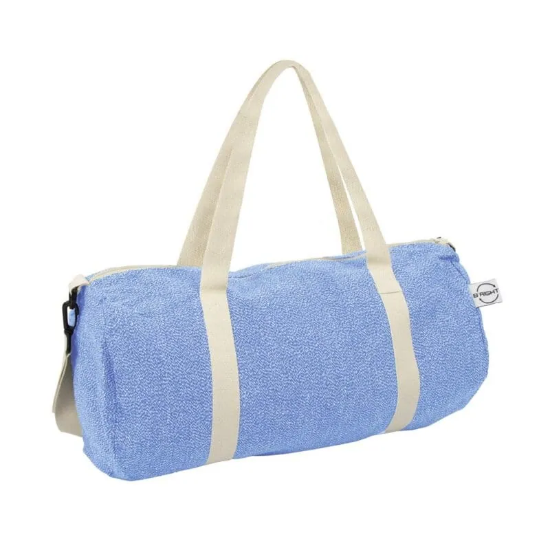 Recycled cotton and recycled polyester sports, travel bag V7288 – promotional product with your logo
