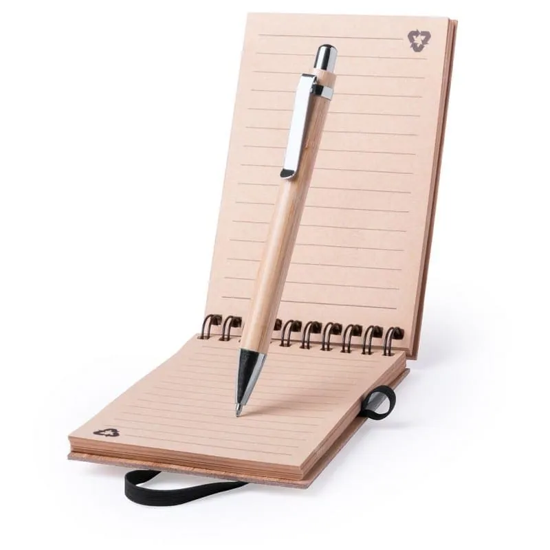 Bamboo notebook A6, ball pen V2966-16 – promotional product with your logo