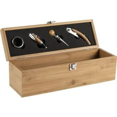 Bamboo wine set 4 pcs V7989 – promotional product with your logo