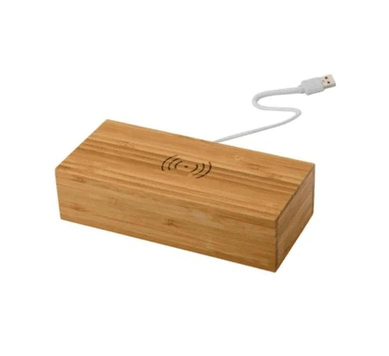 Bamboo wireless charger 5W, clock V0137 – promotional product with your logo