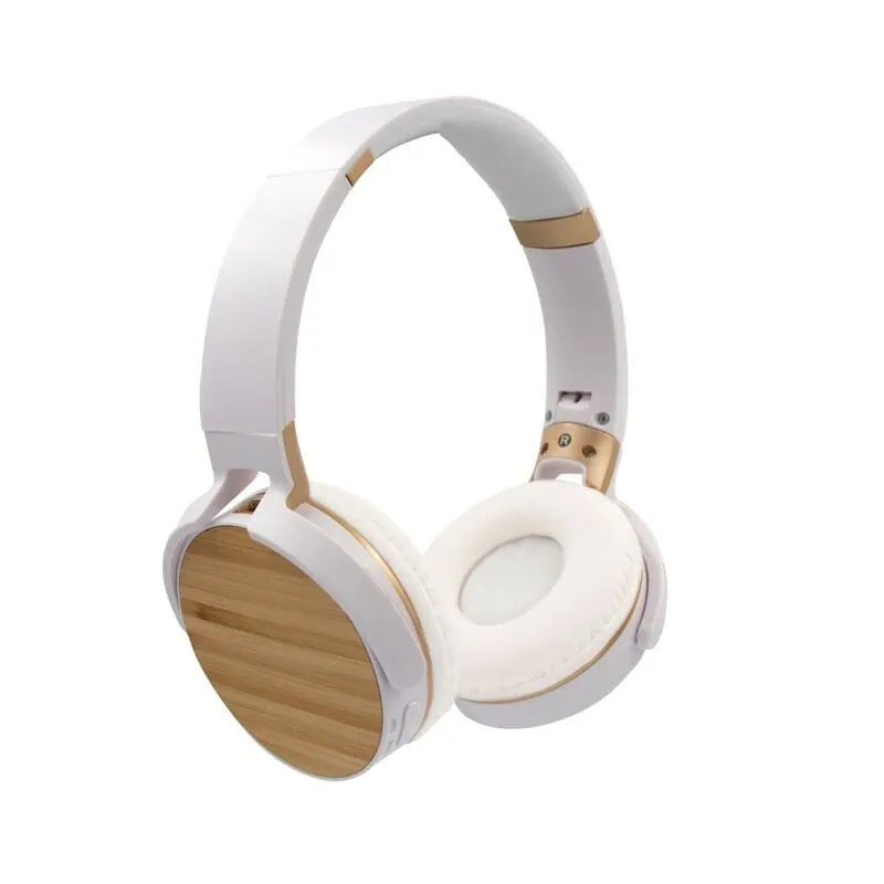 Foldable wireless headphones, bamboo details V0190 – promotional product with your logo