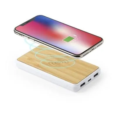 Bamboo Wireless power bank 8000 mAh, wireless charger 5W V0314 – promotional product with your logo