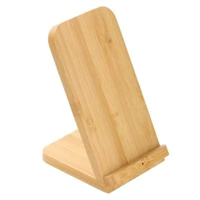 B’RIGHT bamboo wireless charger 10W, phone stand V0349 – promotional product with your logo