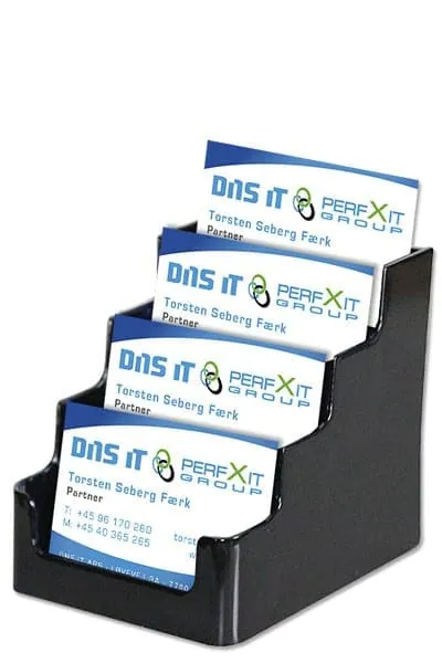 Business Card holder, 4 pcs. – horizontal – black – promotional product with your logo