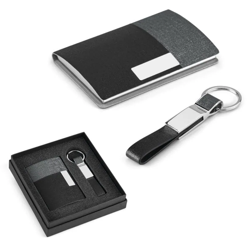 Card holder and keychain set TRAVOLTA 93314 – promotional product with your logo