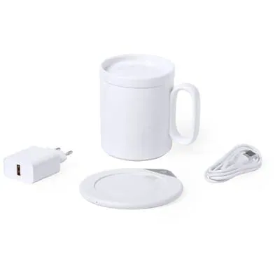 Ceramic Cup 350 ml, wireless charger 10W, cup warmer V0391 – promotional product with your logo