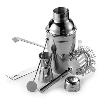 Cocktail set, shaker, ice tong, spoon V5488 – promotional product with your logo