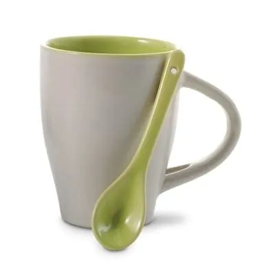 Coffee Porcelain mug with spoon 300ml V5269 – promotional product with your logo