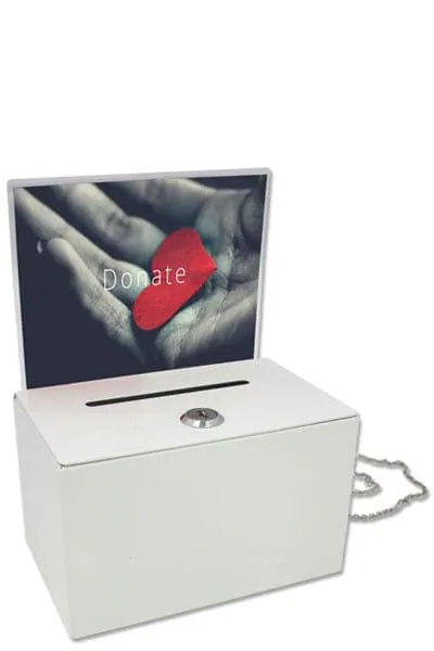 Donation tip box – promotional product with your logo