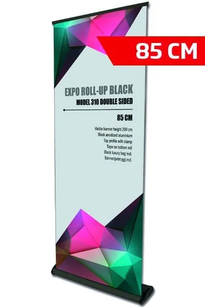 Roll-up Expo, Single Model – black 85 x 200 cm – promotional product with your logo