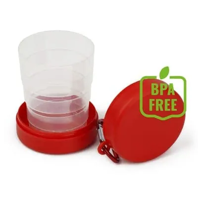 Folding cup 220 ml with carabiner V7618 – promotional product with your logo