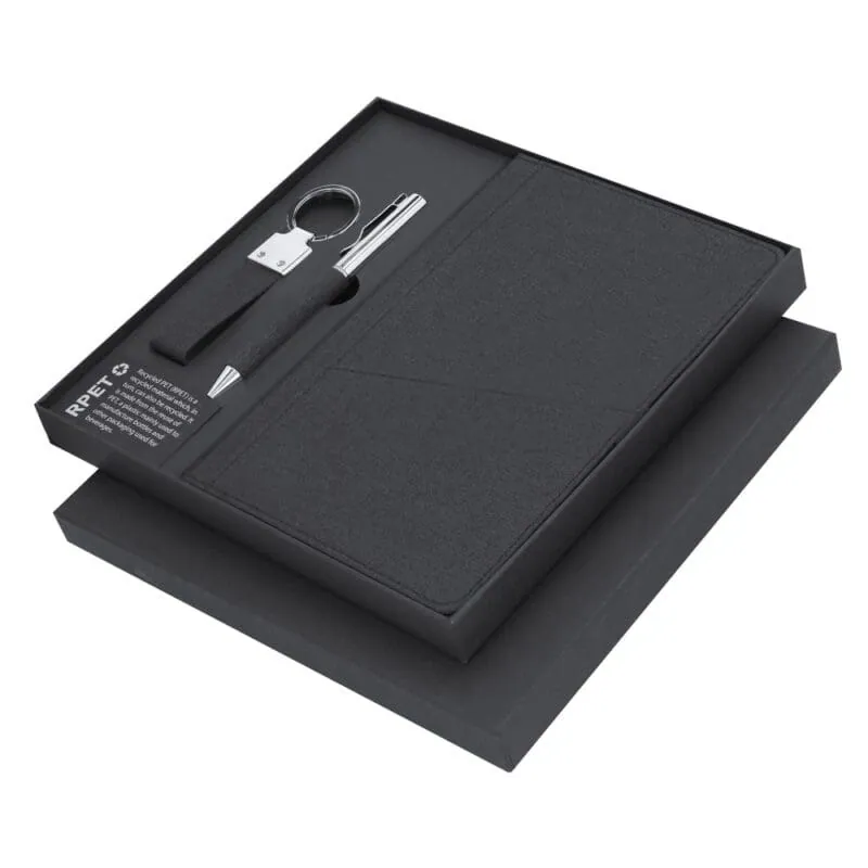 Gift set, keyring, notebook approx. A5, ball pen, gift box VA355 – promotional product with your logo