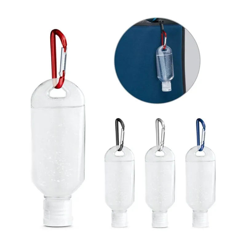 Hand cleansing alcohol base 50 ml with carabiner LYZE 94922 – promotional product with your logo