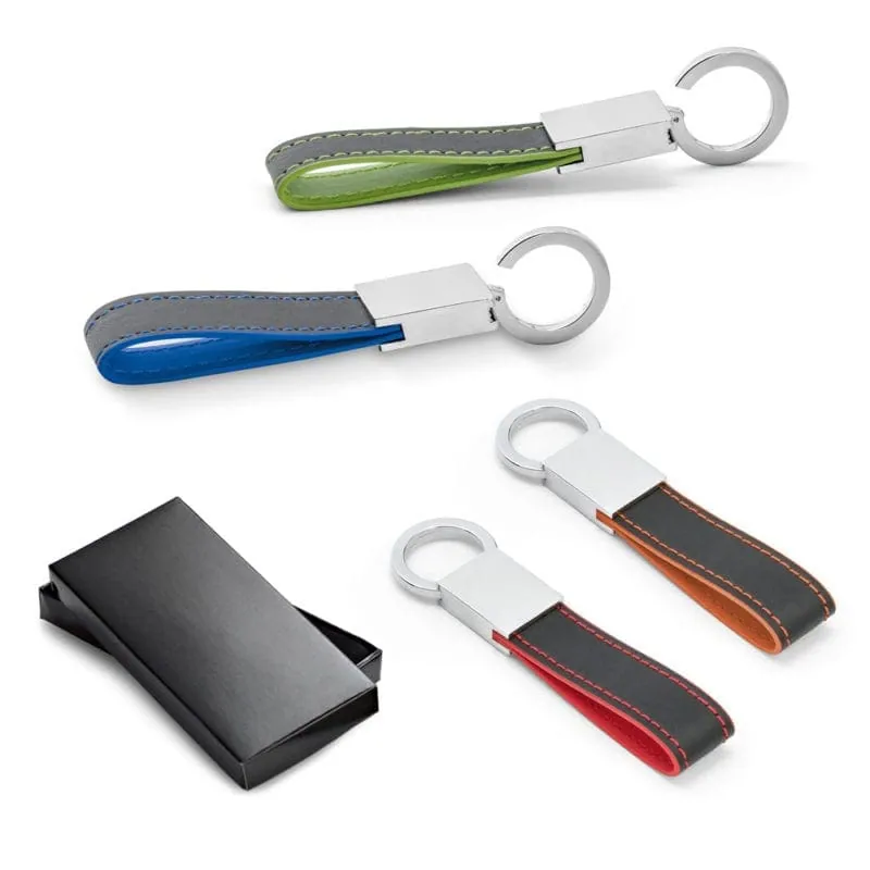 Keyring in metal and imitation leather LESKOV 93370 – promotional product with your logo