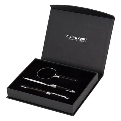 Mauro Conti writing set, roller ball pen, magnifying glass and letter opener V4841 – promotional product with your logo