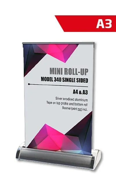 Roll-up Mini, A3 – alu – 21 x 28,7 cm – promotional product with your logo