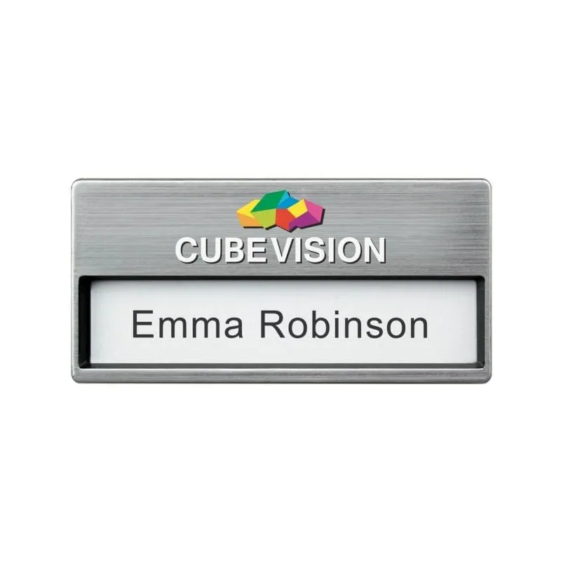 Name Badge Oliver Silver 68 x 33 mm – promotional product with your logo