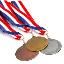 Round Medal 70mm with Red White and Blue Ribbon – promotional product with your logo