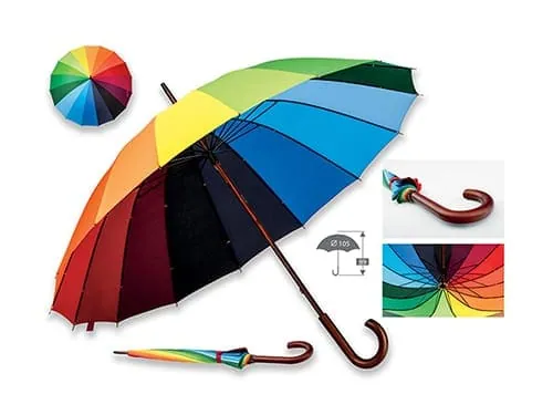 Manual umbrella mixed colours on panels duha – promotional product with your logo