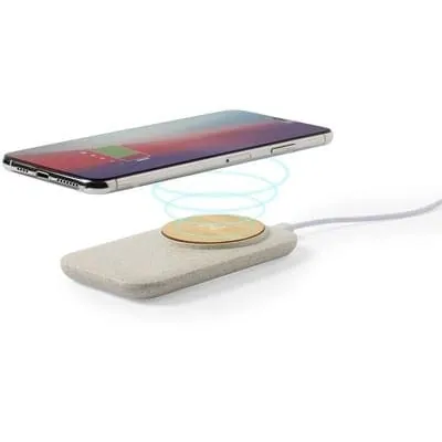 Wheat straw wireless charger 5W V0369 – promotional product with your logo