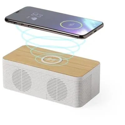 Speaker Wheat straw wireless 5W, wireless charger 10W V0370 – promotional product with your logo