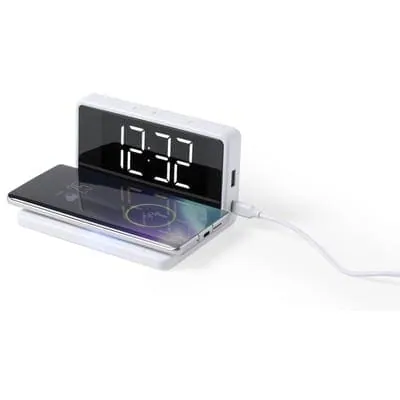 Desk clock/alarm with Wireless charger 5W V0392 – promotional product with your logo
