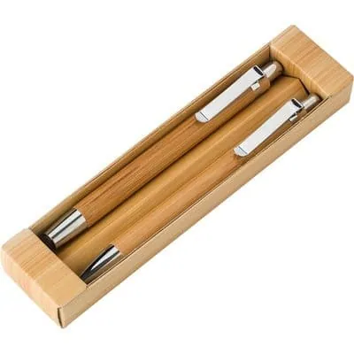 Writing set, bamboo ball pen, touch pen and mechanical pencil V1803 – promotional product with your logo